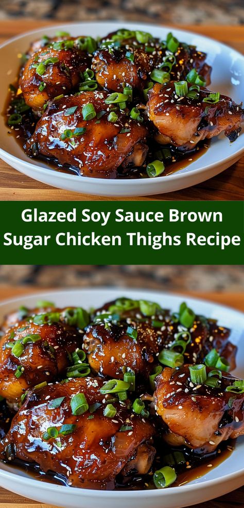 Looking for chicken recipes healthy? This Glazed Soy Sauce Brown Sugar Chicken Thighs recipe is perfect for dinner recipes. Enjoy chicken meals that are ideal for dinner ideas family and dinner ideas recipes. Brown Sugar Chicken Thighs, Recipes With Soy Sauce, Brown Sugar Chicken, Soy Sauce Chicken, Chicken Thighs Recipe, Soy Chicken, Thighs Recipe, Easy Chicken Thigh Recipes, Sweet Chicken