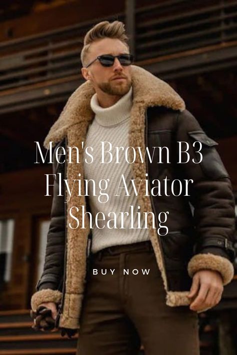 #VintageMen'sJacket #BrownB3AviatorShearling #ClassicRAFB3BomberCoat #AirForcePilotStyle #WWIIInspiredAviatorJacket #Men'sShearlingLongJacket #AviatorFurCoat #TimelessFashion #RuggedDurability #AviationHeritage #PilotFashion #MilitaryInspiredJacket Air Force Pilot, The Aviator, Pilot Jacket, Long Coat Jacket, Long Jacket, Shearling Jacket, Pilots, Leather Jackets, Fur Jacket