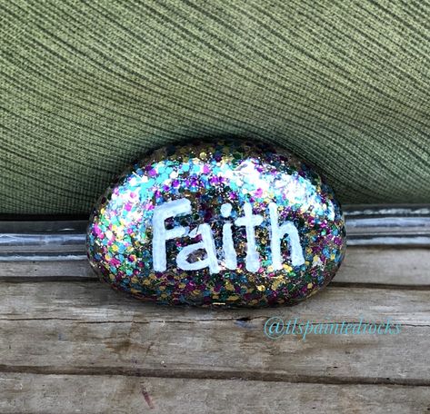 Always let your faith shine through! ✝️ #faith #shine #sparkle #glitter #glittery #sparkly #shiny #rockpainting #rockart #paint #rocks #glitterrock #glitterpaintedrock #glitterpaint #rocksofinstagram #paintedrocks #stonepainting #paintedstones #rockgarden #paintedrocksofinstagram #iloverockpainting #ilovepaintingrocks #instarocks #artwork #psalm18:2 #tlspaintedrocks Glitter Rocks, Paint Rocks, Mandala Rock Art, Rock Painting Ideas, Mandala Rocks, Rock Ideas, Glitter Paint, Pet Rocks, Rock Painting Art