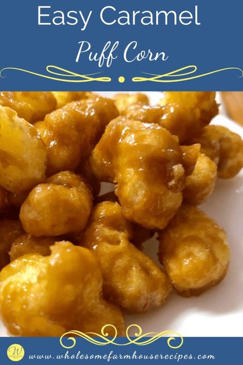 Carmel Hulless Popcorn Recipe, Kos, Caramel Cereal Snack, Carmel Corn Puff Recipe, Carmel Popcorn Puffs Recipe, Caramel Corn Puffs, Carmel Puffs Recipe, Puff Corn Caramel Corn, Carmel Puff Corn