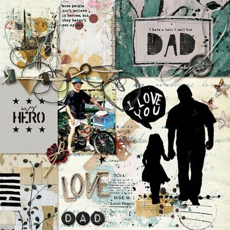 Fathers Day Scrapbook Ideas, Dad Scrapbook Ideas, Scrapbook For Parents, Bday Stuff, Scrapbook Examples, Dad Pictures, Family Collage, Memory Journal, Collage Scrapbook