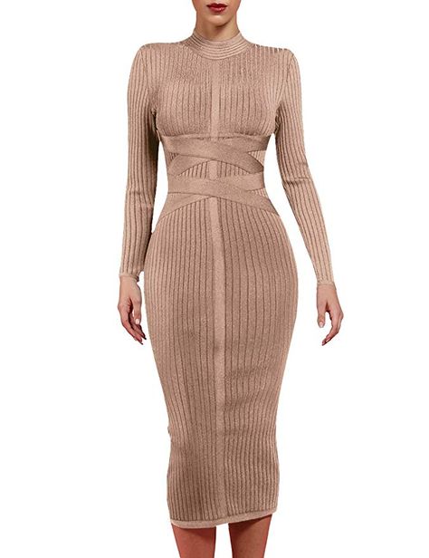 Amazon.com: whoinshop Women's Cross Strap Ribbed Bandage Long Sleeve Midi Fall Winter Bodycon Party Dress: Clothing Long Sleeve Bandage Dress, Bodycon Party Dress, Bandage Dress Black, Party Dresses Online, Bandage Midi Dress, Bodycon Dress Parties, Evening Wedding, Ribbed Dresses, Club Party