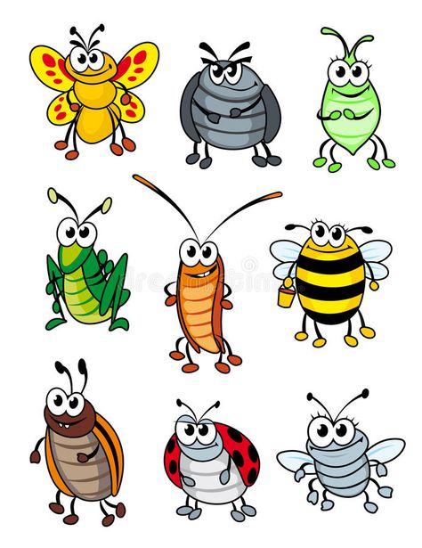 Cartoon Insects, Cartoon Bugs, Bugs Drawing, Doodle Cartoon, Cartoon Faces, Bugs And Insects, Whimsical Art, Stone Art, Drawing For Kids