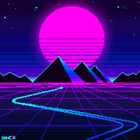 ArtStation - Outrun, David "Danc3r" Moyano Synthwave Art, Make Your Own Game, Pixel Art Tutorial, Arte 8 Bits, Cyberpunk City, Vaporwave Aesthetic, Retro Sunset, Neon Wallpaper, Sunset Canvas