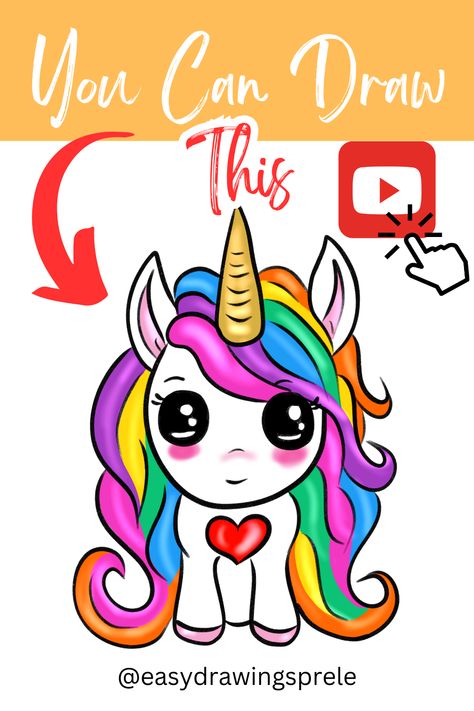 Create a step-by-step tutorial to draw an adorable unicorn. Follow along as we guide you through each simple step, starting from drawing the basic shapes to adding the final details. This tutorial is perfect for beginners and will result in a cute and vibrant unicorn drawing that you can be proud of. Get your pencils ready and let's begin the journey of creating a cute unicorn! #unicorn #drawingtutorial #stepbystep #easydrawing How To Draw A Unicorn Easy Kids, How To Draw A Unicorn Step By Step, Unicorn Drawing Cute, How To Draw A Unicorn, Drawing Of Unicorn, Unicorn Drawing For Kids, Unicorn Drawing Easy, Cute Unicorn Drawing, How To Draw Unicorn