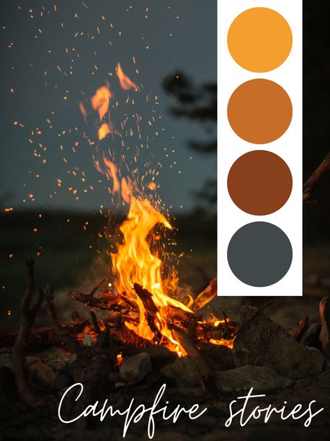 Fire Color Scheme, Campfire Color Palette, Camping Color Palette, Camp Color Palette, Tabaxi Warlock, Fire Color Palette, Color Palette Photography, Campfire Wedding, Outdoor Color Palette