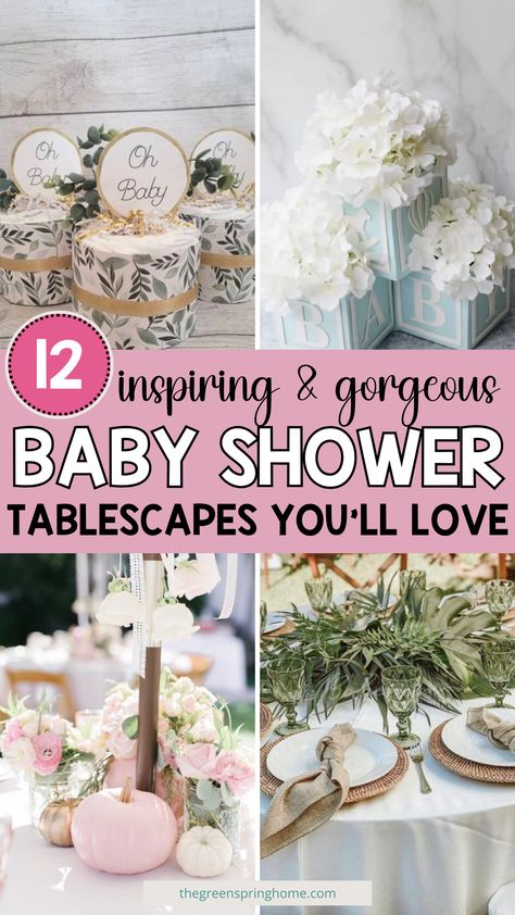 Unique Baby Shower Centerpieces, Long Table Baby Shower Decor, Upscale Baby Shower Ideas, Baby Brunch Shower Ideas Decor, Sophisticated Baby Shower Ideas, Brunch Baby Shower Ideas Decorations, Baby Shower At Home Set Up, Baby Shower Centerpieces Neutral, Easy Baby Shower Centerpieces