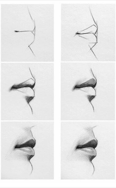 Drawing lips in profile Cuong Nguyen, Drawing Mouth, Draw Lips, Lips Drawing, Drawing Faces, Pencil Art Drawings, Art Instructions, Drawing And Painting, Drawing Tutorials