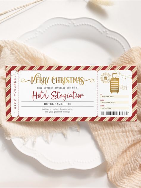 Editable template. Hotel Christmas Voucher EDITABLE, Hotel Staycation Gift Certificate Printable, Hotel Reservation, Weekend Away Trip, Pack Your Bags, Printable Gift Certificate, Staycation Ticket, Dinner and Hotel Ticket, Hotel Stay Coupon, Hotel Gift Certificate, Instant Download Christmas Concert Invitation, Christmas Ticket, Christmas Voucher, Gift Certificate Printable, Christmas Vouchers, Christmas Gift Vouchers, Christmas Gift Certificate, Christmas Coupons, Printable Gift Certificate