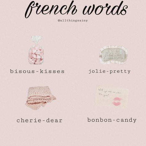 Coquette French Words, Cute Rare Words, French Words For Love, French Coquette Aesthetic, Cute Words In French, French Cute Words, French Words Aesthetic Wallpaper, French Beauty Aesthetic, French Word