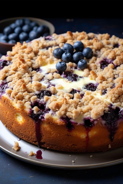 Blueberry Cream Cheese Coffee Cake, Cake With Blueberries, Blueberry Pies, Cheese Coffee Cake, Blueberry Desserts Recipes, Cream Cheese Coffee Cake, Blueberry Desserts, Blueberry Cream Cheese, Breakfast Sweets