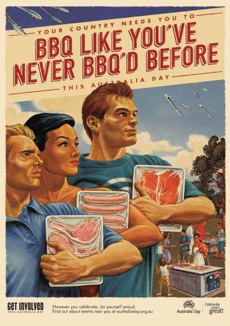 #BBQ like you've never BBQ'D before! Australian day. #meat Australia Day Celebrations, Aussie Bbq, Aus Day, Happy Australia Day, Australian Vintage, Bbq Meat, Australia Day, Backyard Bbq, Weird Animals