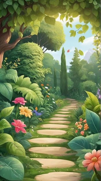 Background Hp, Cartoon Nature Background, Garden Cartoon, Cartoon Forest Background, Cartoon Background Forest, Grass Background Cartoon, Garden Cartoon Background Landscape, Natural Everyday Makeup, Illustration Reference