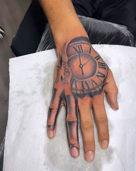 Fire Tattoos, Meaning Tattoos, Forever Tattoo, Cute Hand Tattoos, Clock Tattoo Design, Pretty Hand Tattoos, Black Girls With Tattoos, Half Sleeve Tattoos For Guys, Hand Tattoos For Women