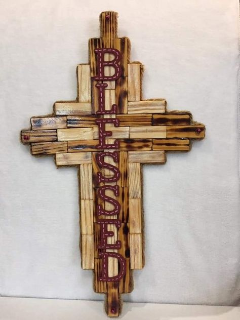 Dollar Tree Christian Crafts, Wooden Craft Show Ideas, Jenga Cross, Jenga Block Crafts Diy, Dollar Tree Jenga Block Crafts, Jenga Block Crafts, Christian Diy, Wood Blocks Diy, Wooden Crosses Diy