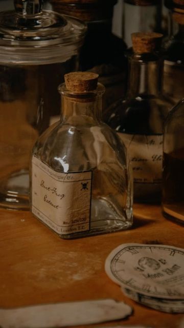 Lara Whatley on Instagram: "Everyone needs a well-stocked apothecary cabinet. Making your own labels and potions is a very gentle way to spend a spooky afternoon. I made some fun ones like “Youth Elixer” and “Mixture for Lightness, No. 4” but also some staples like Rosehip Tincture, distillation of belladonna, and dried tea mix etc. I’ll have to do some in-depth intros to my more fun bottles, not all of them are finished yet. But I hope you enjoyed watching the process of making these! I’ll have a full tutorial video up on Patreon shortly. Anyone else in full spooky season? All that’s missing is a proper Scottish castle to waft around in a good ol fashioned cloak. . . . . . . #potions #apothecary #apothecarycabinet #apothecaryjars #potionsclass #scotland #edinburgh #darkacademia #art # Old Apothecary Shop, Rosehip Tincture, Minion Aesthetic, The Lost Apothecary, Lost Apothecary, Moody Library, Apothecary Aesthetic, One For Sorrow, Potion Making