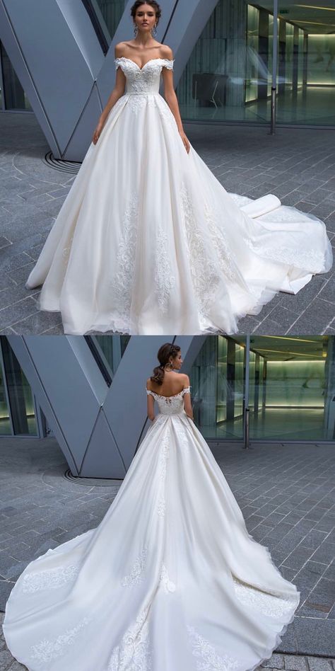 Simple White Ball Gown Wedding Dress, Elegant Wedding Dress White Silk Princress, Princess Dress Weddinv, Plain White Ball Gown Wedding Dress, Plain White Princess Wedding Dress, Majestic Wedding Dresses, Wedding Dress Overskirt, Rhinestone Wedding Dress, Ballroom Wedding Dresses