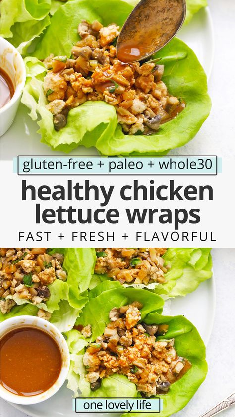 Paleo Lettuce Wraps, Healthy Chicken Lettuce Wraps, Easy Chicken Lettuce Wraps, Healthy Teriyaki Chicken, Wraps Chicken, Healthy Sesame Chicken, Salat Wraps, Lettuce Wraps Healthy, Chicken Lettuce Wraps Recipe