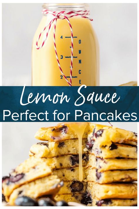 Brunch Food Photography, Lemon Sauce Recipe, Syrup For Pancakes, Lemon Juice Recipes, Lemon Blueberry Pancakes, Morning Pancakes, Lemon Pancakes, Sweet Breakfast Treats, Lemon Syrup