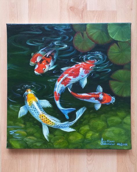 About the work:
Koi carp symbolize good luck, victory, perseverance, courage, independence of nature and strength of spirit. It is very useful to have such a picture at home. Beautiful Addition to your Wall Art Collection.

DETAILS:
🖌 Title: "Koi fish pond - Element Water" from the Collection "Elements"
🖌 Size: 16 by 16 inches (40x40cm)
🖌 Materials: oil paints, stretched canvas, art brushes, palette knife
🖌 Signed and dated by the artist.
🎨 Artist Svetlana Schneider. Koi Fish Painting, Koi Carp Fish, Koi Painting, Koi Fish Drawing, Pond Painting, Fish Artwork, Koi Art, Carpe Koi, Koi Fish Pond