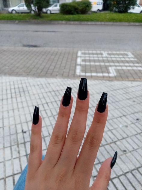 Nails Inspiration Ballerina, Plain Acrylic Nails, Ballerina Nails Short, Black Prom Nails, Ballerina Acrylic Nails, Ballerina Nails Designs, Nyc Nails, Black Coffin Nails, Black Acrylic Nails