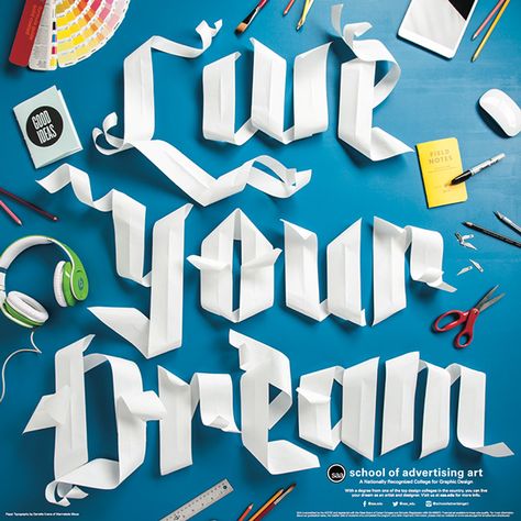 Live Your Dream Paper Type on Behance Advertisement Examples, Danielle Evans, Inspiration Typographie, Type Poster, 3d Typography, Creative Typography, Typographic Poster, Type Posters, Web Graphic Design