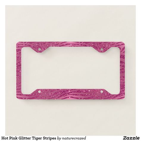 Pink License Plate, Custom License Plate Frames, Girly Print, Glitter Car, Hot Pink Glitter, Personalized License Plates, Exterior Car Accessories, Personalized Plates, Car License