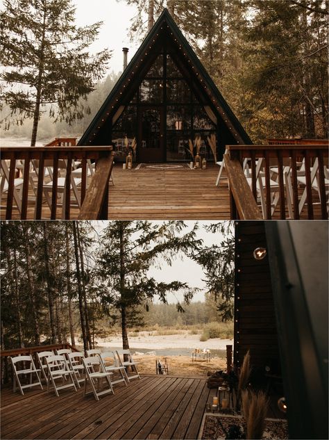 Mt Rainier National Park Wedding, A Frame Couple Photoshoot, Wedding At A Cabin, Oregon Airbnb Wedding, Forest Wedding Elopement, A Frame Elopement, Mt Rainier Wedding, Forest Micro Wedding, Oregon Micro Wedding