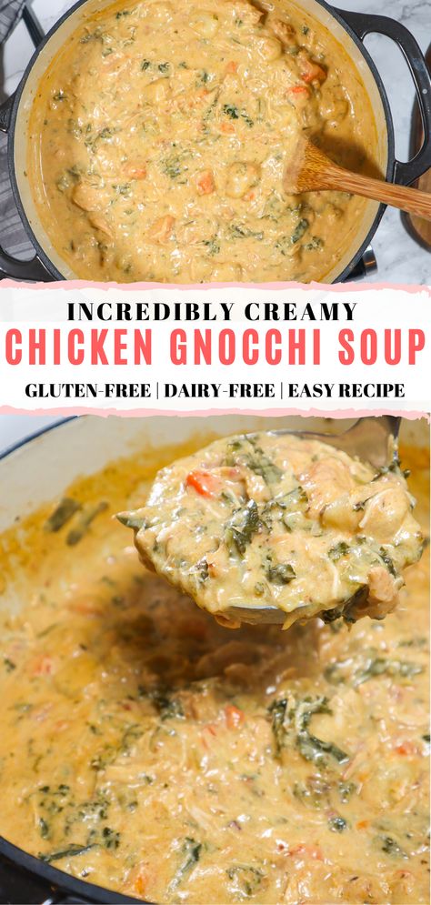 Gnocchi Soup Non Dairy, Creamy Chicken Dairy Free, Family Friendly Dairy Free Meals, Winter Soups And Stews Dairy Free, Slow Cooker Gluten Free Dairy Free, Chicken Gnocchi Soup Dairy Free, Dairy Free Gnocchi Soup, Creamy Dairy Free Soup, Winter Soup Recipes Dairy Free