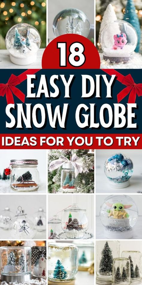 Create your own winter wonderland with these magical DIY snow globe projects. Christmas Ornament Snow Globe, Making Your Own Snow Globe, Making A Snow Globe, How To Make A Snow Globe Diy, Snow Globe Diy Ornament, Globe Crafts Diy, How To Make Snow Globes, Christmas Globes Diy, How To Make A Snow Globe