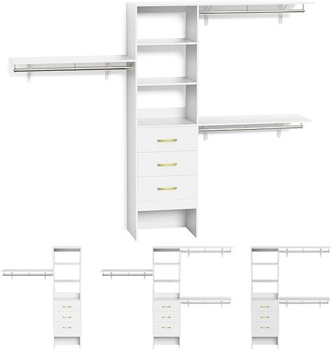 Amazon.com: ROOMTEC 96inch Closet System with Drawers and Shelves, 8ft Customizable Built-in/Walk-in Organizers and Storage Systems, Wall Mounted Wardrobe for Clothes Organization W/Expandable Rod : Home & Kitchen Wall Mounted Wardrobe, Closet System With Drawers, Teen Closet Organization, Wire Closet Systems, Toddler Closet Organization, Teen Closet, Girls Room Organization, Wood Closet Systems, Toddler Closet