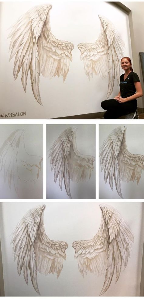 Painting Wings Angel, Angels Oil Painting, How To Paint Wings, How To Paint Angel Wings, Angel Wings Painting Acrylic, Angelic Paintings, Wings Acrylic Painting, Angel Wing Painting, Angel Art Drawing