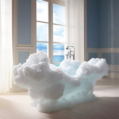 Indulge in the epitome of luxury with a cloud-shaped bathtub, inspired by the serene beauty and tranquility of clouds. This unique addition to any bathroom Pink Room Decor, Fancy Art, Bathroom Furnishings, Tiny House Decor, Cute Bedroom Decor, Up House, Luxury Homes Dream Houses, Pink Room, Dream Room