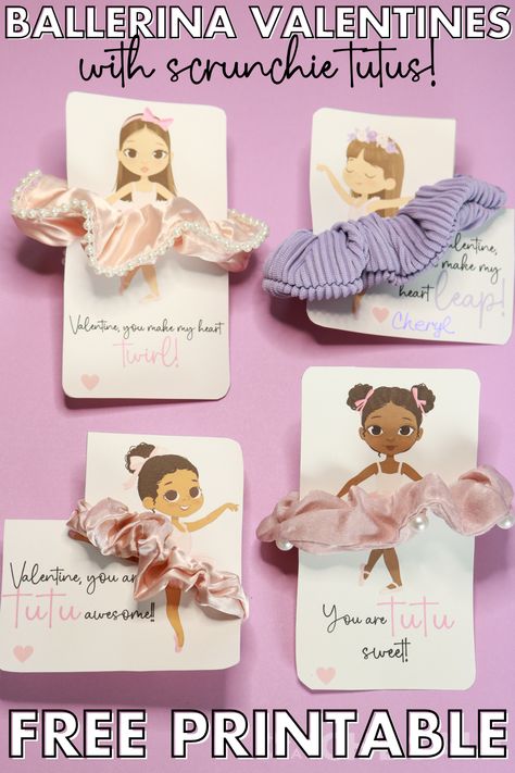 Grab this free printable and create the most adorable ballerina valentines! Add a scrunchy for the tutu and it becomes even cuter! Check out a full collection of free printable valentines!! Ballerina Valentine Printable Free, Ballerina Valentines, Ballerina Craft, Ballerina Card, Ballerina Printable, Class Christmas Gifts, Gift Template, Kids Giveaway, Daycare Business