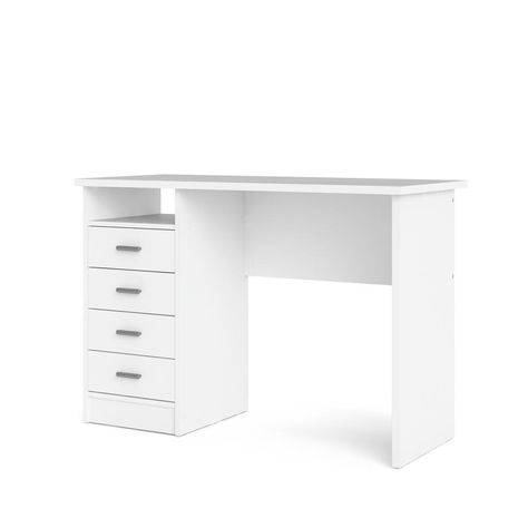 Organisation, White Desk Bedroom, White Desk With Drawers, Modern Workstation, Office Minimalist, Drawer Desk, Bedroom Desk, Teen Room Decor, White Desks