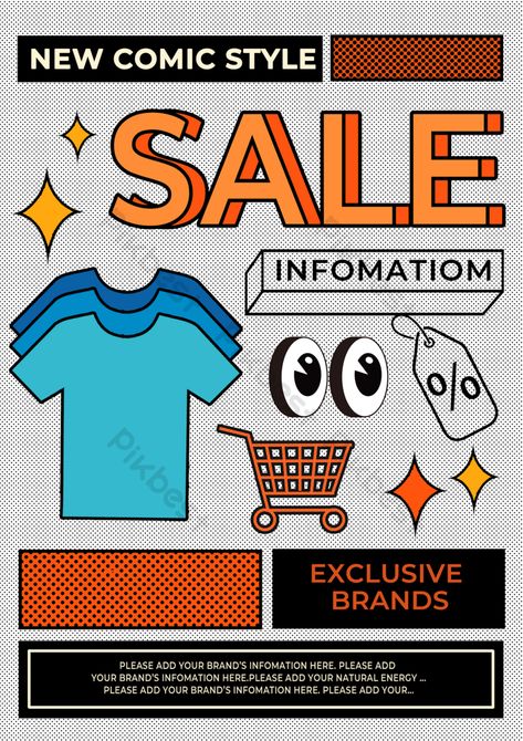 Comic Animation, Promotion Poster, Poster Psd Free Download, Poster Psd, Clothes Shopping, Comic Styles, Psd Free Download, Graphic Design Templates, Free Graphic Design