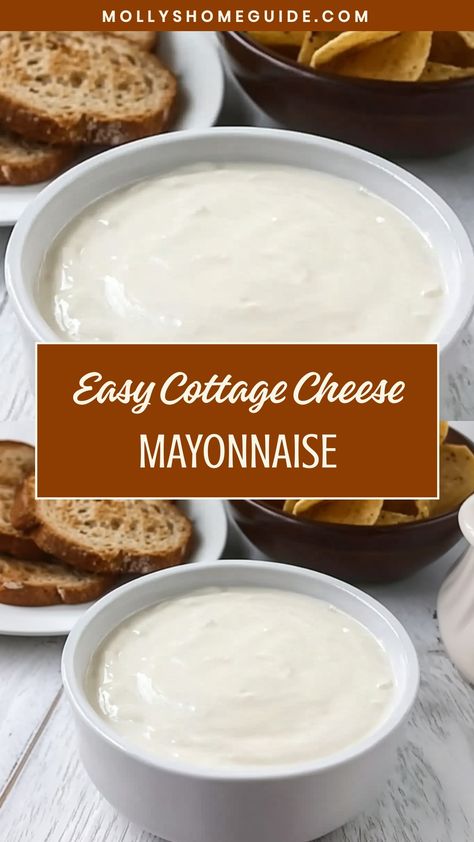 Discover creative and delicious recipes using cottage cheese and mayonnaise. From creamy dips to flavorful dressings, these versatile ingredients can take your meals to the next level. Whether you're a fan of classic dishes or looking to try something new, cottage cheese and mayonnaise are sure to add a tasty twist to your favorite recipes. Explore the possibilities and elevate your cooking game with these simple yet flavorful ingredients!

Ingredients
7 ounces plain cottage cheese (unsalted)
4 Cottage Cheese Mayonnaise, Cottage Cheese Soup Recipes, Cottage Cheese Salad Dressing Recipes, Cottage Cheese Creami Ninja Recipe, Cottage Cheese Mayo, Cottage Cheese Low Calorie Recipes, Cottage Cheese Vegetarian Recipes, Pumpkin Cottage Cheese Whip, Dry Curd Cottage Cheese Recipes