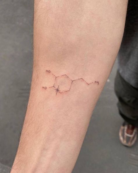 Dopamine Tattoo, Serotonin Tattoo, Just Breathe Tattoo, Chemistry Tattoo, Molecule Tattoo, Intricate Tattoo, Парные Тату, Geniale Tattoos, Small Hand Tattoos