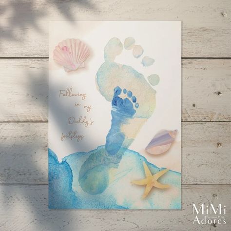 Baby Hand And Foot Prints, Baby Footprint Art, Dad Crafts, Footprint Craft, Baby Art Projects, Toddler Activity, Baby Painting, Footprint Art, Foot Print