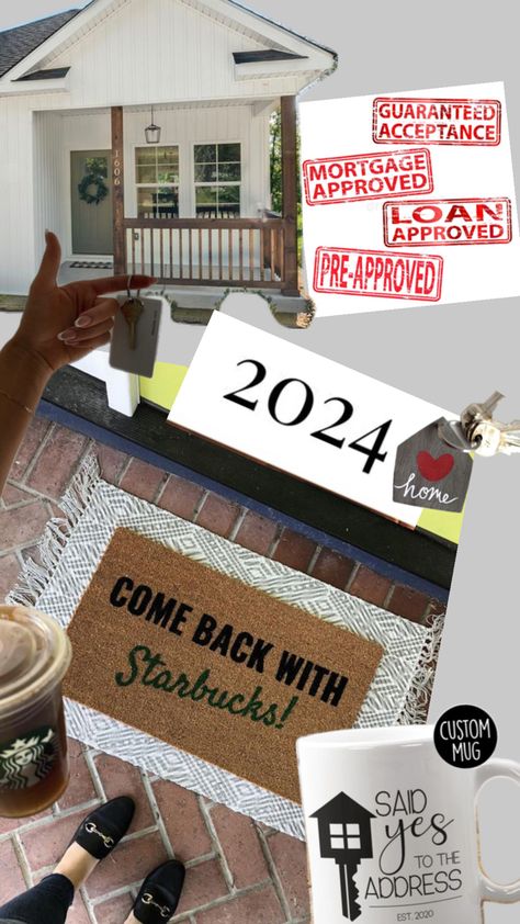 Doormat, home, keys, mug, approval of mortgage loan House Vision Board, Home Vision Board, Home Collage, Buying Home, Buying A House, Buy A House, A House, New Home, Vision Board