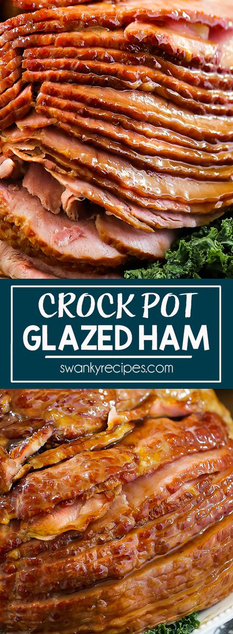 Crockpot Glazed Ham, Sugar Ham, Holiday Ham Recipes, Brown Sugar Ham, Ham Glaze Recipe, Honey Glazed Ham, Crockpot Ham, Slow Cooker Ham, Holiday Ham