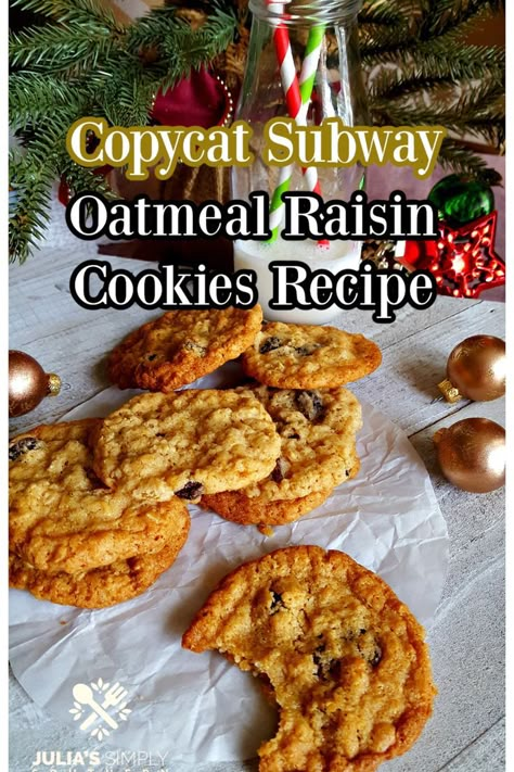 Copycat Subway Oatmeal Raisin Cookies, Subway Oatmeal Raisin Cookies, Subway Cookie Recipes, Subway Copycat, Old Fashioned Cookies, Cookie Recipes Oatmeal, Oatmeal Raisin Cookies Recipe, Raisin Cookies Recipe, Cookie Recipes Oatmeal Raisin