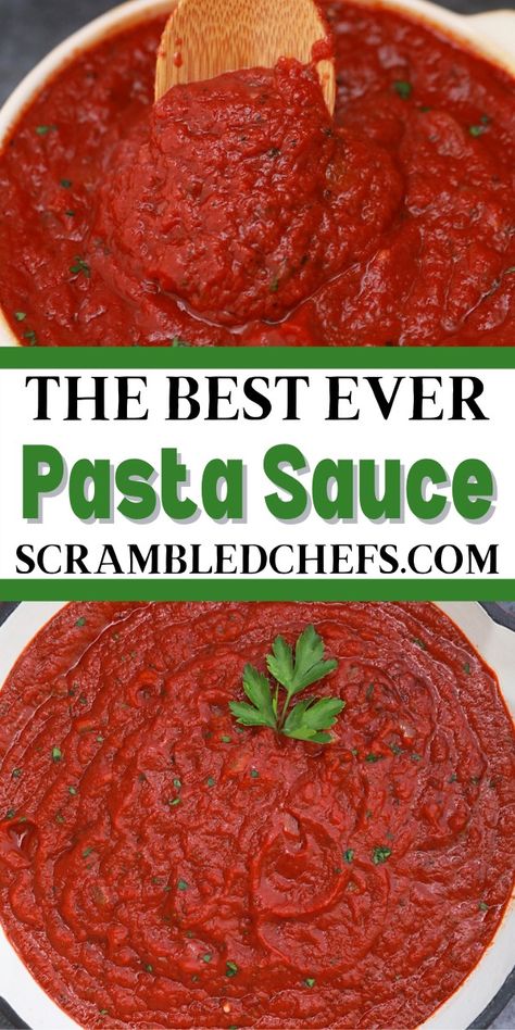 Create the ultimate homemade pasta sauce using a simple recipe featuring roasted garlic, fresh basil, and the perfect crushed tomatoes!  Perfect for serving over pasta, in lasagnas, or even for dipping bread into as an appetizer! Homemade Pasta Sauce For Lasagna, Pasta Sauce Recipes Easy Tomatoes, Thick Pasta Sauce, Pasta Sauce With Crushed Tomatoes, Canned Crushed Tomatoes Recipes, Red Pasta Sauce Recipes Easy, Pasta Sauce Recipes Tomato Fresh, Quick Pasta Sauce Recipes, Easy Red Pasta Sauce