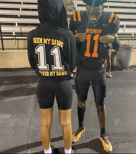 Boy Best Friend Football Shirts, Girlfriend Supporting Boyfriend Football, Football Best Friends, Best Friend Football Shirts, Football Shirts For Best Friends, Football Girlfriend Hoodie Ideas, Football Couples Shirts, Football Couples Black, Football Hoodies For Girlfriends