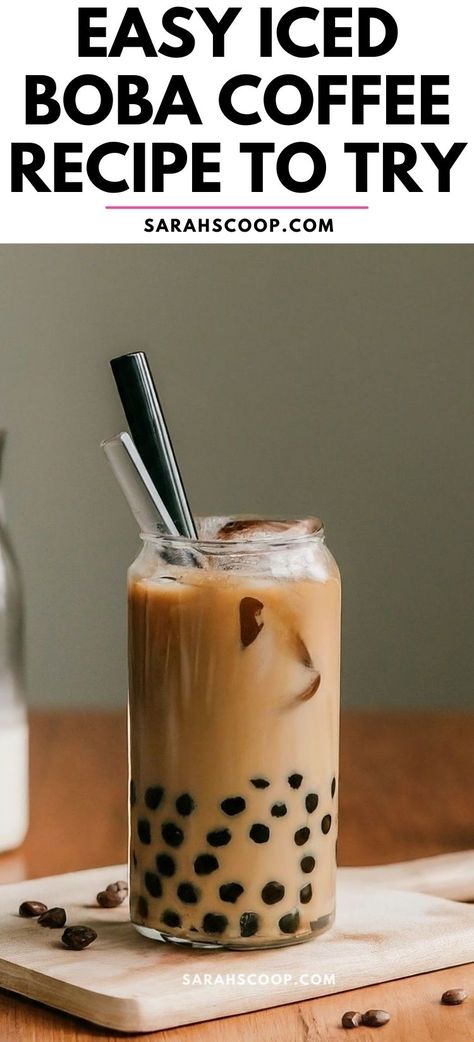 Discover your new favorite refreshment with this easy homemade iced boba coffee recipe! ☕️🥤 #IcedBobaCoffee #HomemadeCafe #DIYBarista