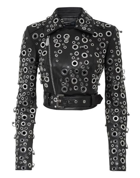 rocker-chic style | biker jacket | punk rock fashion | grunge style | leather jacket | moto jacket | biker girls style | luxury fashion ... Zippers Fashion, Fur Jackets, Jackets Women, Rocker Chic, Rock Chic, Belted Jacket, Studded Leather, Philipp Plein, Leather Jackets Women