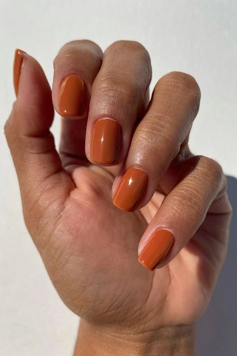 Short Fall Nail Designs, Short Fall Nail, Orange Nail Polish, Plain Nails, Nail Swag, Kawaii Nails, Fall Nail Colors, Orange Nails, Minimalist Nails