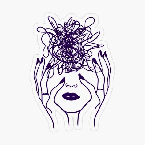 Get my art printed on awesome products. Support me at Redbubble #RBandME: https://www.redbubble.com/i/sticker/Scattered-Brain-Pencil-Outline-by-clairer0724/158568773.O9UDB?asc=u Brain Locked Up Drawing, Rotting Brain Drawing, Brain One Line Drawing, Brain Doodle, Confused Brain Art, Simple Brain Illustration, Scatter Brain, Pencil Outline, Cartoon Brain