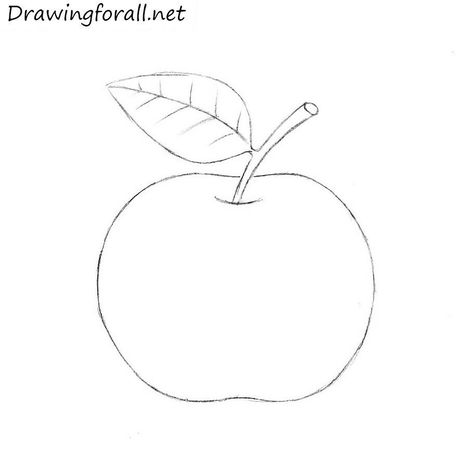 Very Simple Drawing, Simple Drawing Tutorial, Draw An Apple, Apple Drawing, Very Easy Drawing, Easy Drawing Steps, Easy Drawings For Beginners, Kids Animals, Easy Drawings For Kids