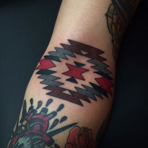 Navajo Pattern Tattoo, Southwest Pattern Tattoo, Pendleton Tattoo, Navajo Tattoos, Southwest Tattoo, Elbow Ditch Tattoo, Navajo Tattoo, Inner Elbow Tattoo, Inner Elbow Tattoos